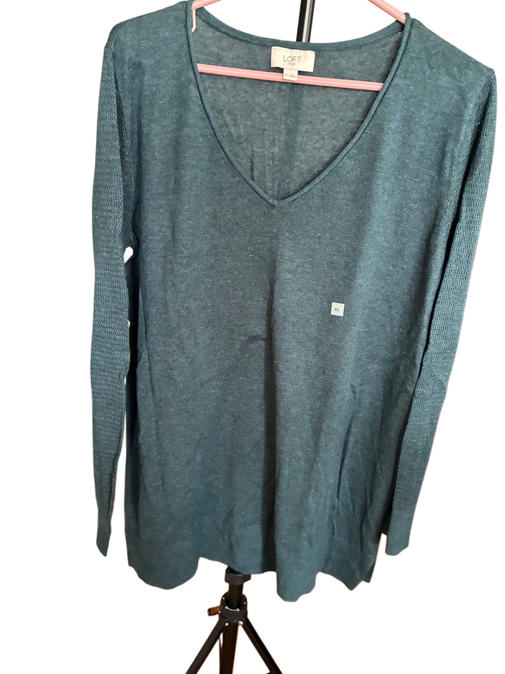 LOFT Teal Green V-Neck Lightweight Sweater